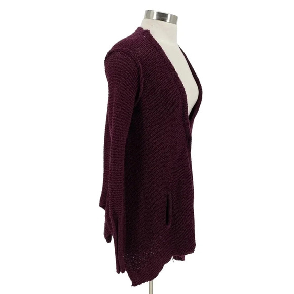 Free People Oversized Sweater Cardigan Purple Long Sleeve Snap Button - Picture 2 of 7